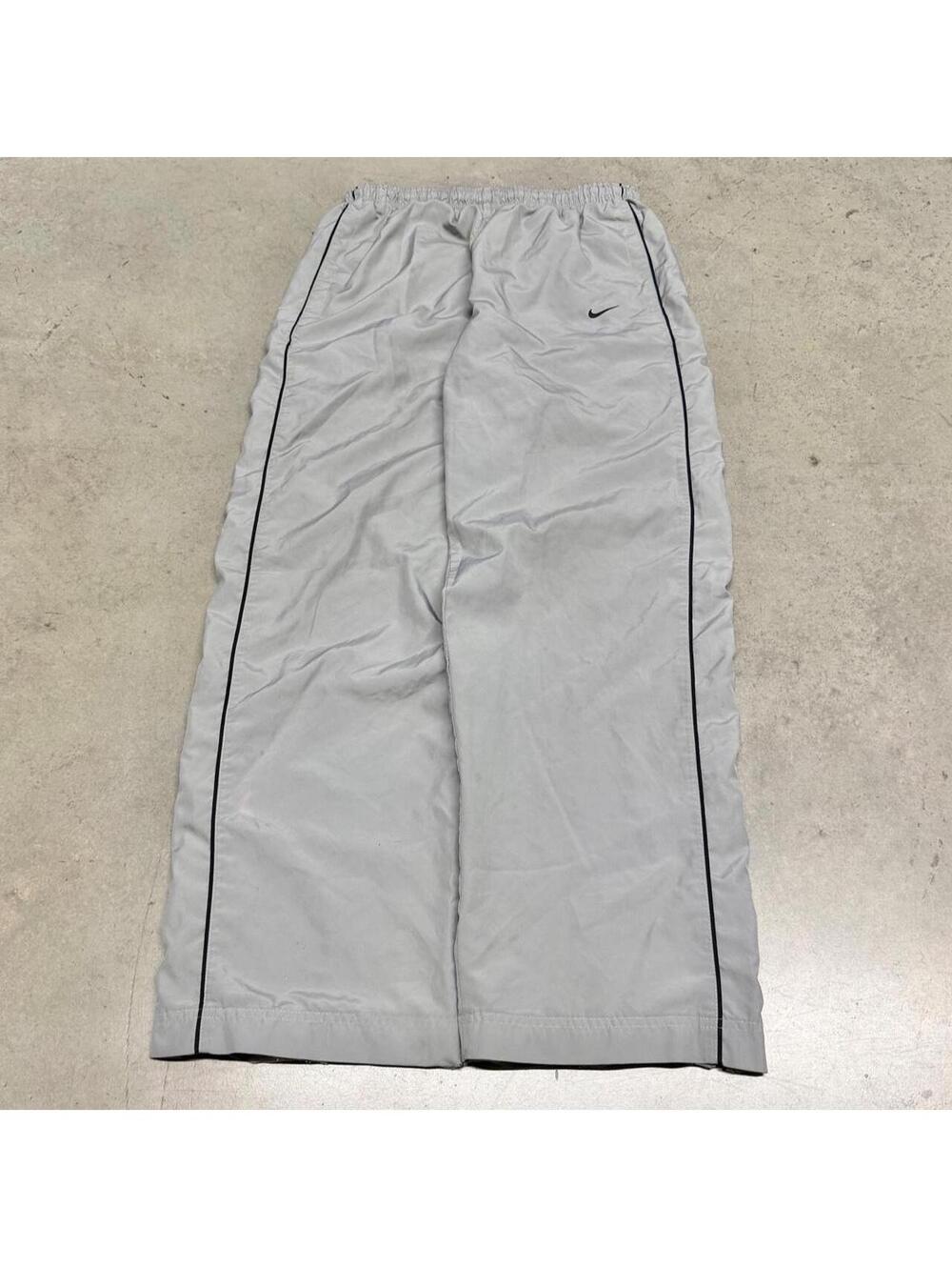 Vintage Nike Track Pants Mens Medium Gray Nylon Lined Windbreaker Baggy Y2K